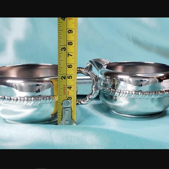 Viking Plate Silver Creamer, Sugar Bowl & Tray Set - Canadian Made - Picture 6 of 11